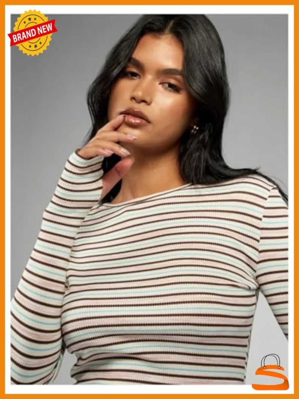 Striped Lounge Set 2 Piece Matching Athletic Set Long Sleeve Top with Shorts